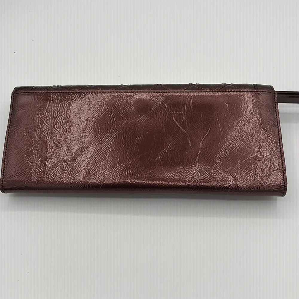 NWOT Hobo International Quilted Patent Leather Clutch Wristlet Organizer Bronze